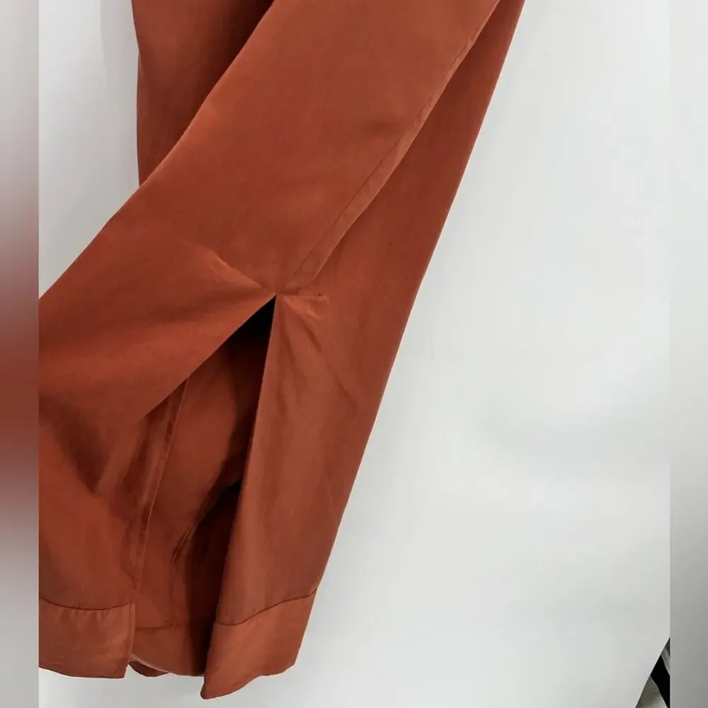 SANCIA The Label Thalita Jumpsuit Romper Shoulder Tie Front Leg SplitRust Medium - Picture 11 of 16